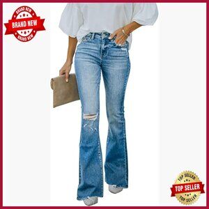 High Waisted Flare Jeans Stretchy Denim Bootcut Wide Leg Pants